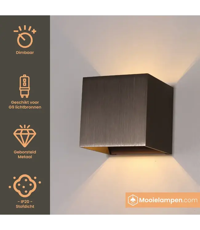 Artdelight Artdelight Industrielle G9-Wandleuchte Gymm - Gunmetal