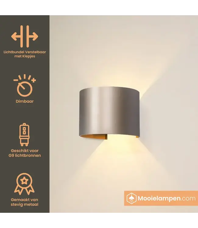 Artdelight Artdelight Industrielle G9-Wandleuchte Gyro - Champagner