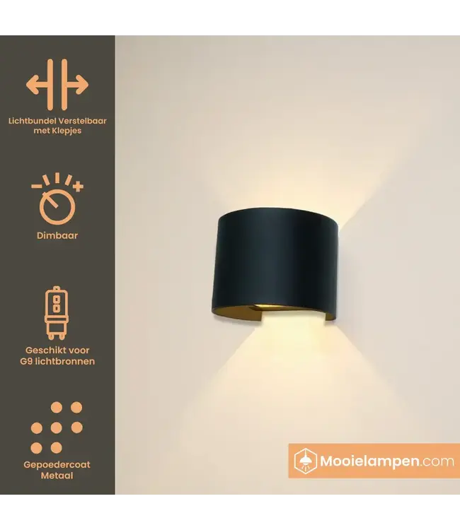 Artdelight Artdelight Industrielle G9-Wandleuchte Gyro - Schwarz/Gold