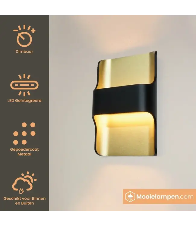 Artdelight Artdelight Design LED-Wandleuchte Dallas - Schwarz/Mattgold