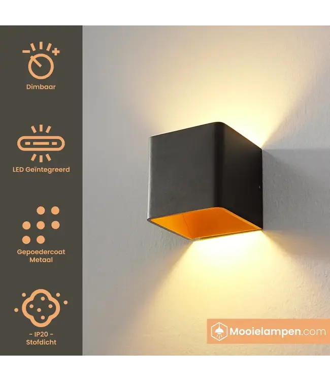 Artdelight Artdelight Design LED-Wandleuchte Fulda - Schwarz/Kupfer
