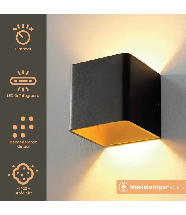 Artdelight Artdelight Design LED-Wandleuchte Fulda - Schwarz/Mattgold