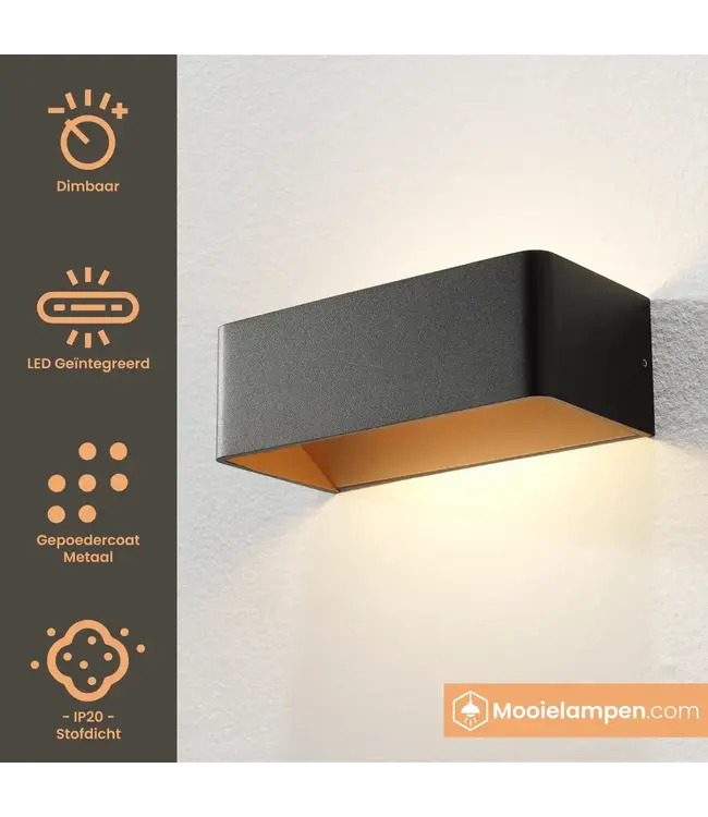 Artdelight Artdelight Industrielle LED-Wandleuchte Mainz - Schwarz/Kupfer