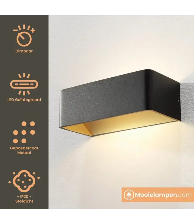 Artdelight Artdelight Industrielle LED-Wandleuchte Mainz - Schwarz/Mattgold