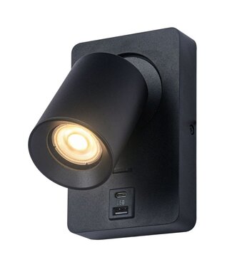 Artdelight GU10-Wandspot Megano USB - Schwarz