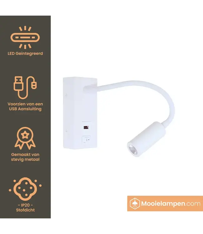 Artdelight Moderne LED-Leseleuchte Easy LED USB - Weiß
