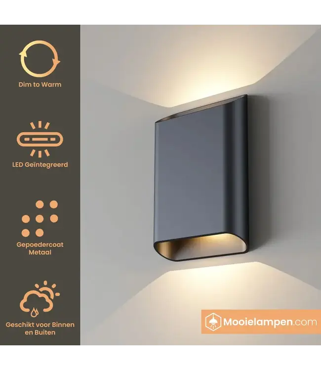 Artdelight Artdelight Moderne LED-Wandleuchte Diaz L Dim to Warm - Schwarz