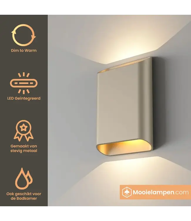 Artdelight Artdelight Moderne LED-Wandleuchte Diaz L Dim to Warm - Champagner