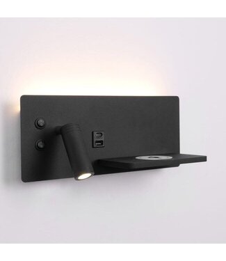 Artdelight LED-Wandleuchte Charge USB Links - Schwarz