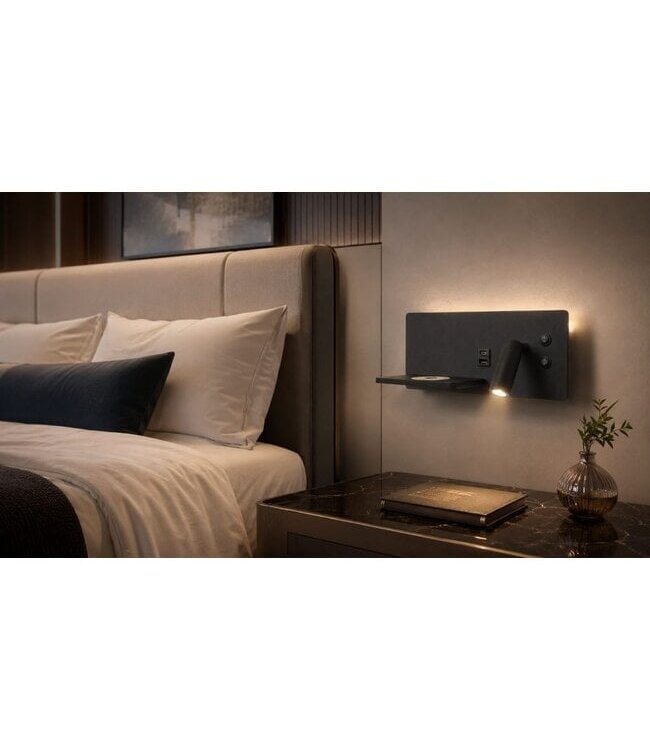 Artdelight Artdelight Moderne LED-Wandleuchte Charge USB Links - Schwarz
