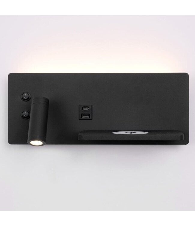 Artdelight Artdelight Moderne LED-Wandleuchte Charge USB Links - Schwarz