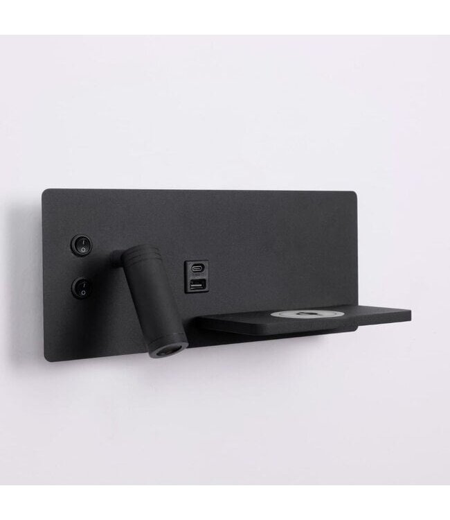 Artdelight Artdelight Moderne LED-Wandleuchte Charge USB Links - Schwarz