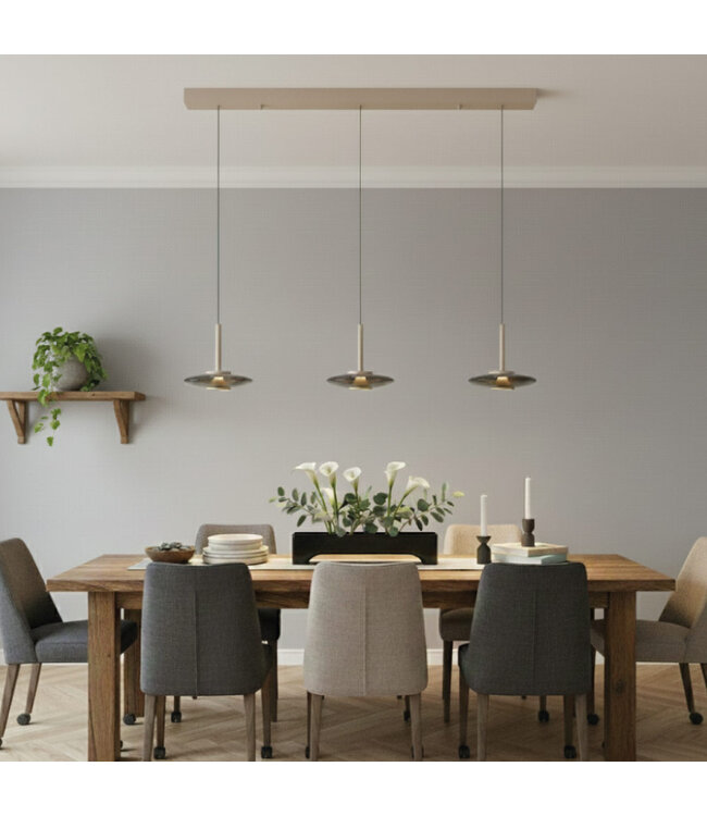 Artdelight Design-LED-Pendelleuchte Madison 3L - Champagner/Kaffee