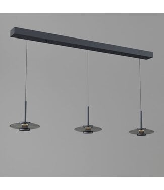 Artdelight Pendelleuchte Madison 3L - Schwarz/Rauchglas