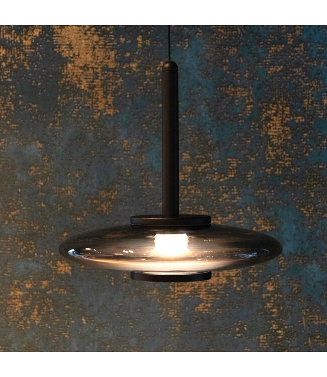 Artdelight Design-LED-Pendelleuchte Madison 3L - Schwarz/Rauchglas