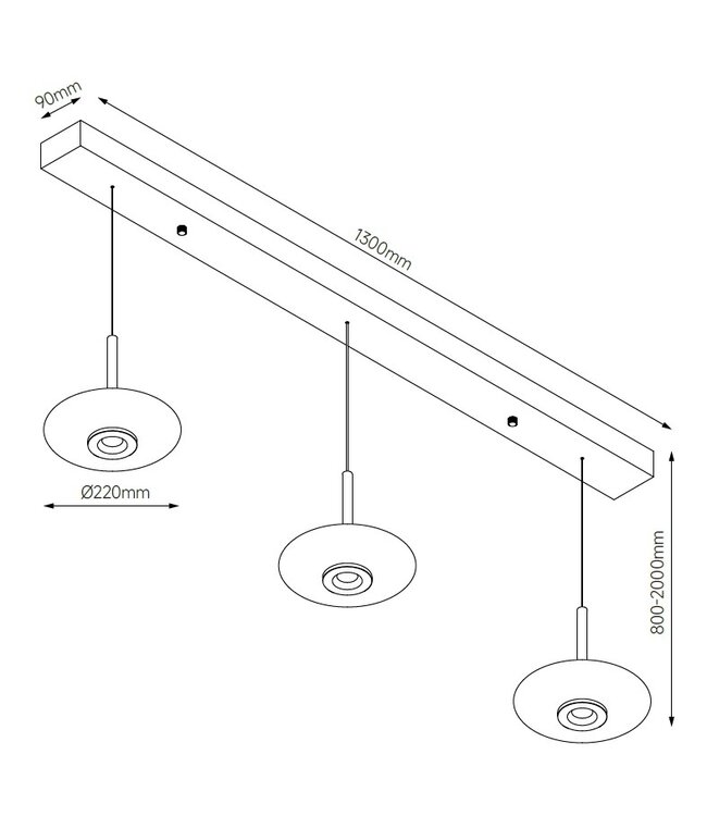 Artdelight Design-LED-Pendelleuchte Madison 3L - Schwarz/Rauchglas