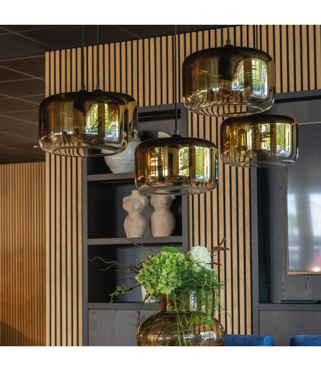 Artdelight Artdelight luxuriöse Glas-Pendelleuchte Casino - Gold/Klarglas