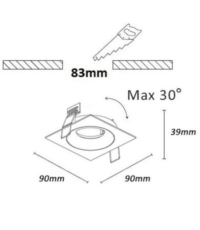 Artdelight quadratischer GU10-Einbaustrahler Alice - Schwarz