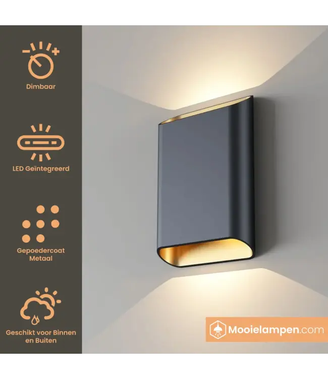 Artdelight Artdelight Moderne DALI-LED-Wandleuchte Diaz L - Schwarz/Mattgold