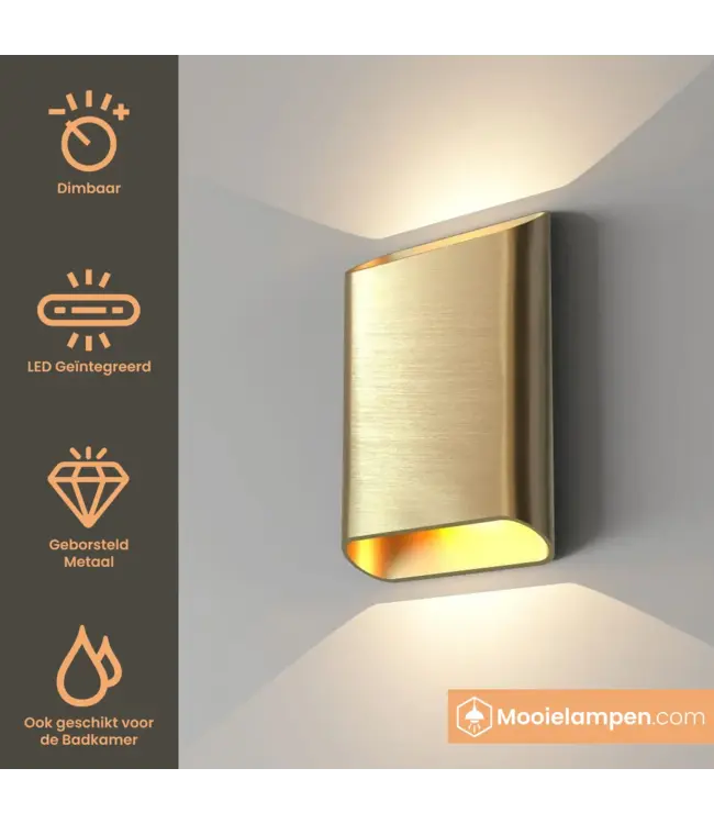 Artdelight Artdelight Moderne DALI-LED-Wandleuchte Diaz L - Gold