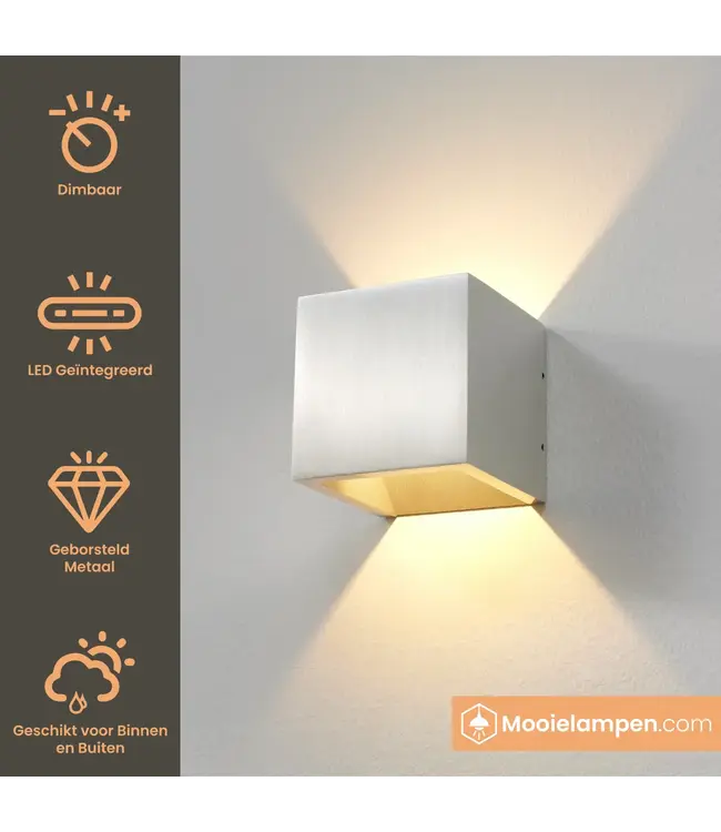 Artdelight Artdelight Kubische DALI-LED-Wandleuchte Cube - Aluminium