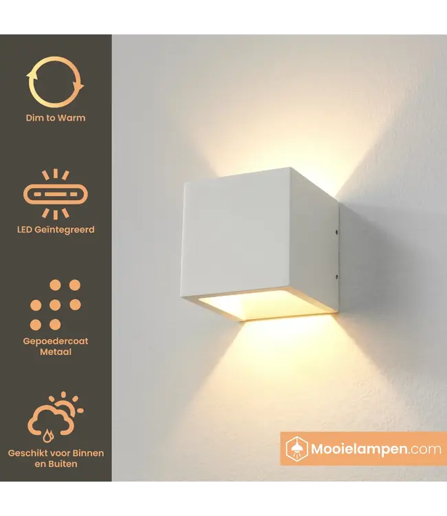 Artdelight Artdelight Kubische DALI-LED-Wandleuchte Cube - Weiß - Dim-to-Warm