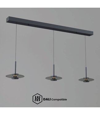 Artdelight DALI Pendelleuchte Madison 3L Schwarz/Rauchglas
