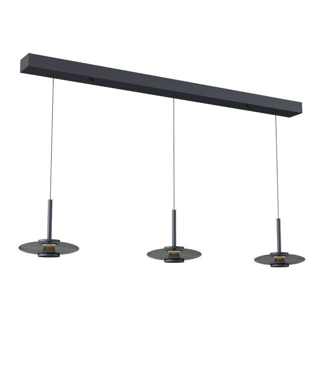 Artdelight Artdelight Moderne DALI LED-Pendelleuchte Madison 3L - Schwarz/Rauchglas