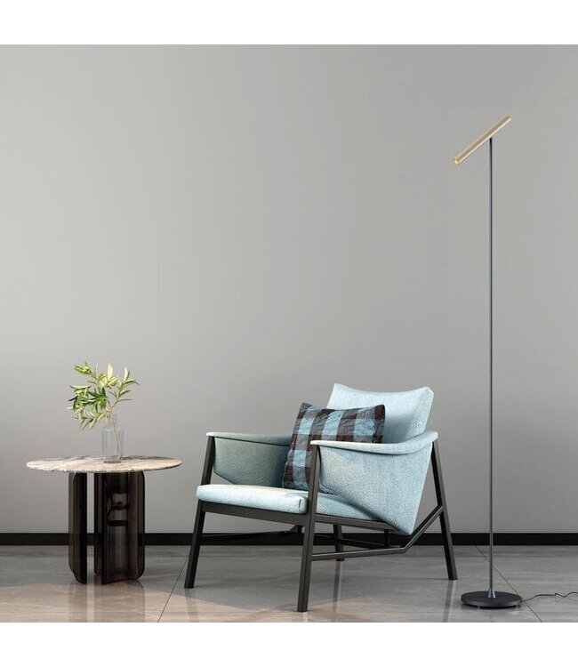 Artdelight Moderne LED-Stehleuchte Kansas - Schwarz/Champagner