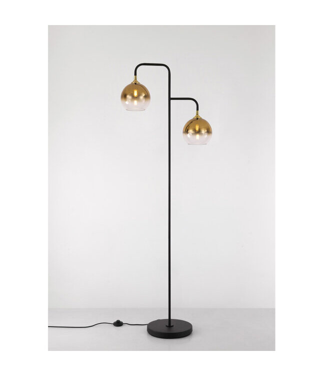 Artdelight Elegante Stehleuchte Dajano 2L - Schwarz/Gold