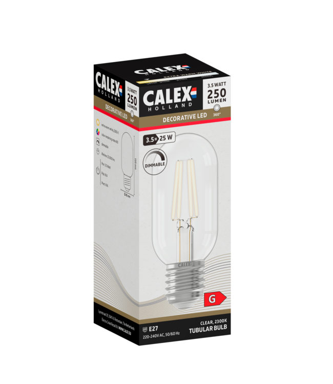 Calex E27 dimmbare LED-Röhrenlampe 110mm klar 3,5W 2300K 350lm