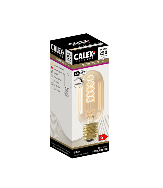 Calex E27 dimmbare LED-Röhrenlampe 110mm gold 3,8W 2100K 200lm