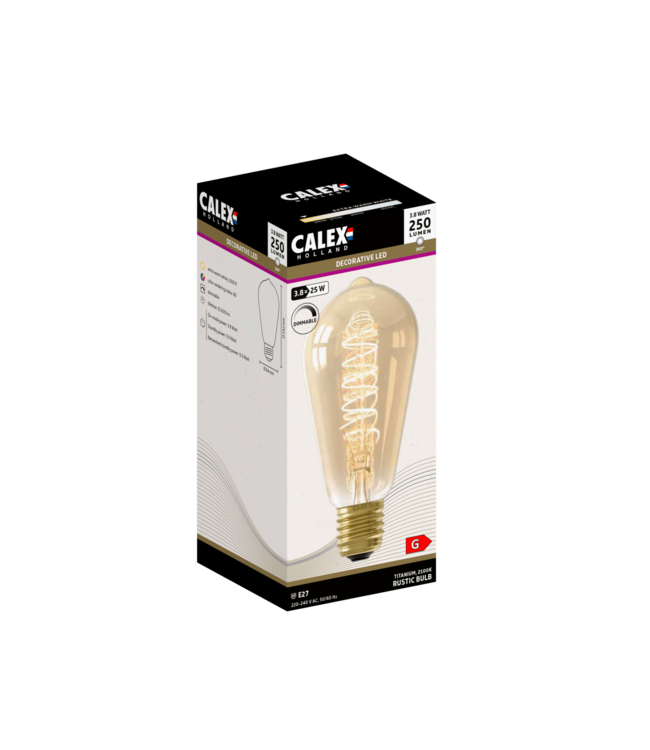 Calex E27 dimmbare LED-Filamentlampe Rustikal gold 3,8W 2100K 250lm