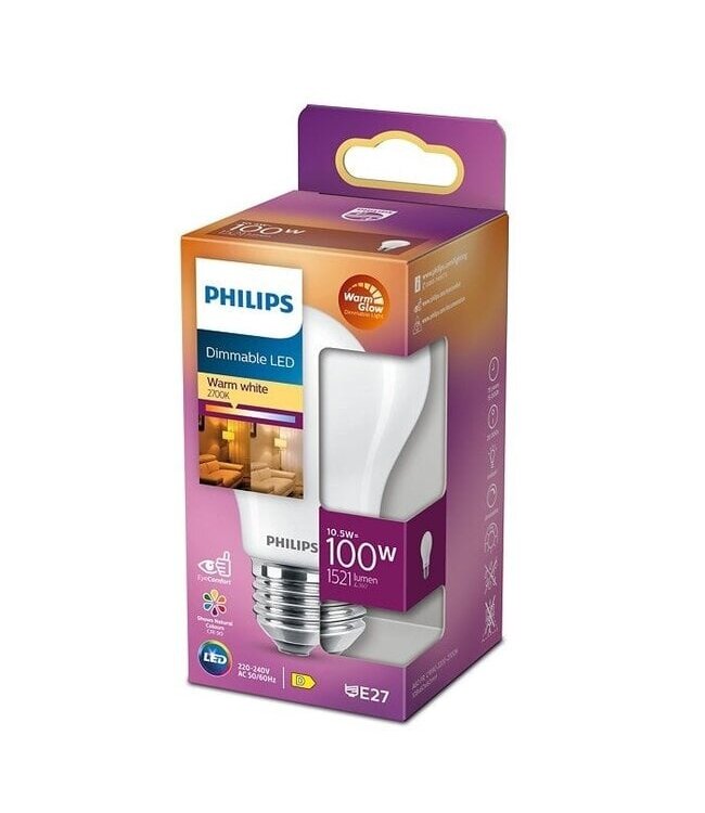 Philips E27 LED-Lampe 10,5W 2200-2700K 1521lm - Dim to Warm