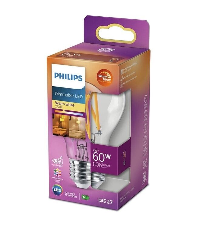 Philips E27 LED-Filamentlampe 5,9W 2200-2700K 806lm - Dim to Warm