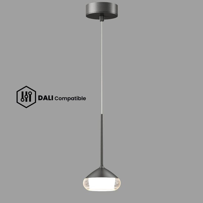 Stahlgraue DALI-Pendelleuchten für flexible Lichtsteuerung