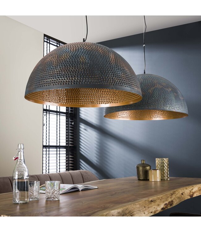 HELDR! Industrielle Pendelleuchte Lucca Ø70 cm - Schwarz/Braun