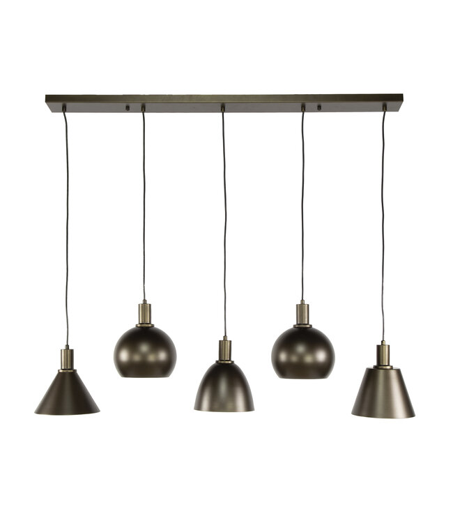 HELDR! Industrielle Pendelleuchte Adani 5L - Braun/Bronze