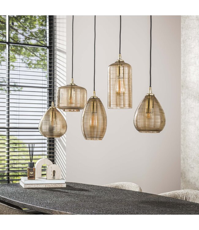 HELDR! Design-Pendelleuchte Orua 5L - Hellbraun