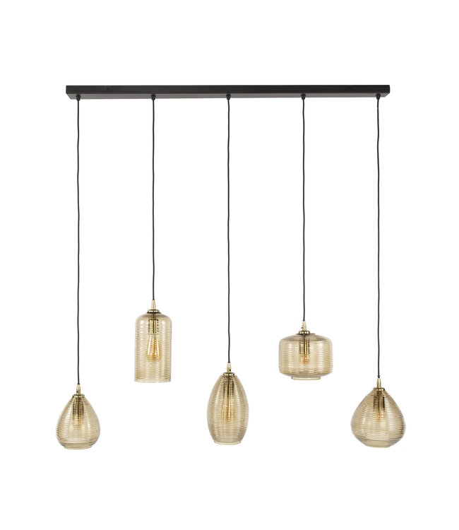 HELDR! Design-Pendelleuchte Orua 5L - Hellbraun