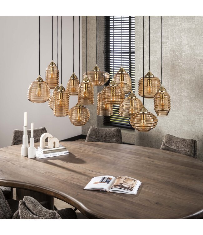 HELDR! Design-Pendelleuchte Bertoli 15L - Bernstein