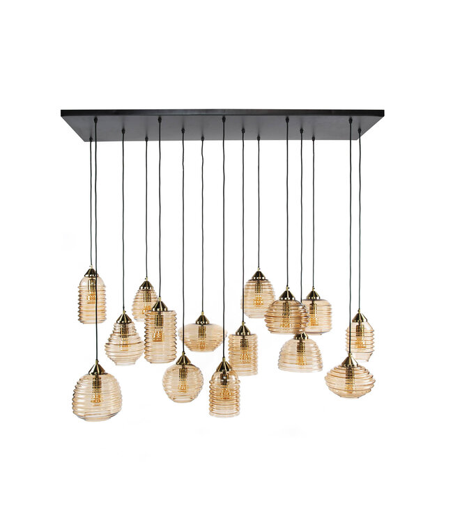 HELDR! Design-Pendelleuchte Bertoli 15L - Bernstein