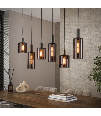 Heldr Pendelleuchte Firenze 6L - Bronze/Braun