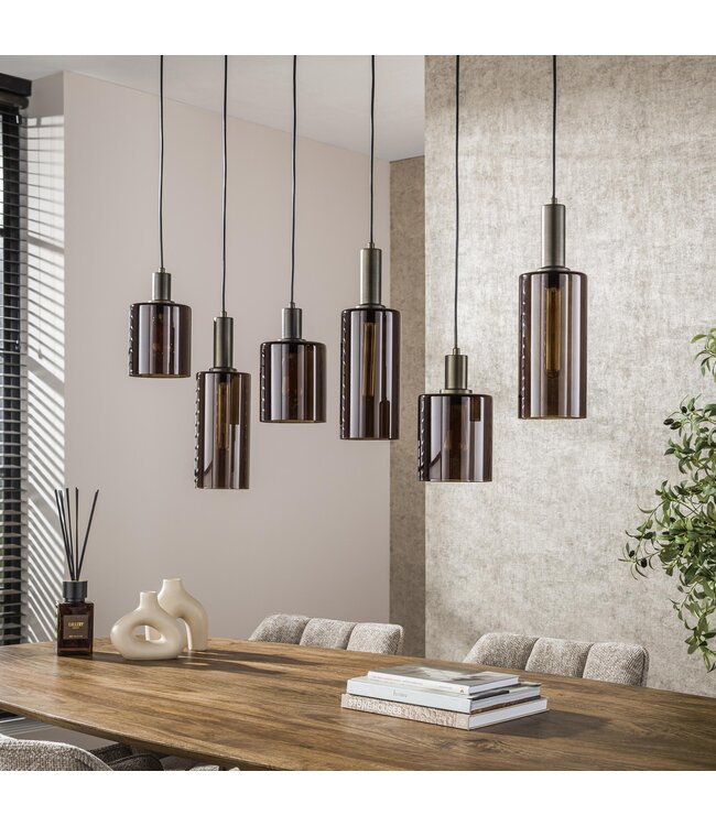 HELDR! Design-Pendelleuchte Firenze 6L - Bronze/Braun