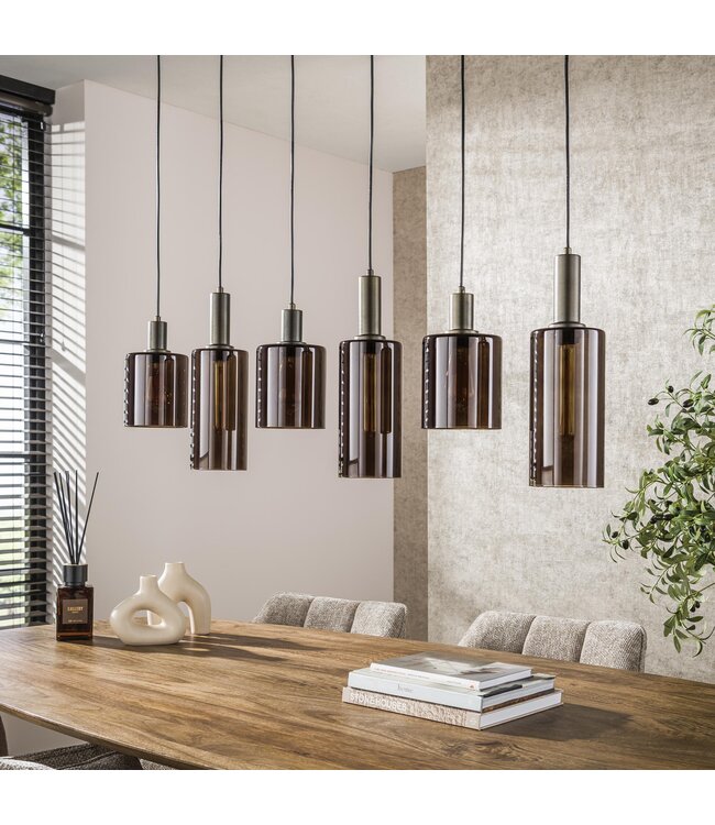HELDR! Design-Pendelleuchte Firenze 6L - Bronze/Braun