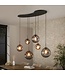 HELDR! Design-Pendelleuchte Siena 6L - Schwarz/Rauchglas