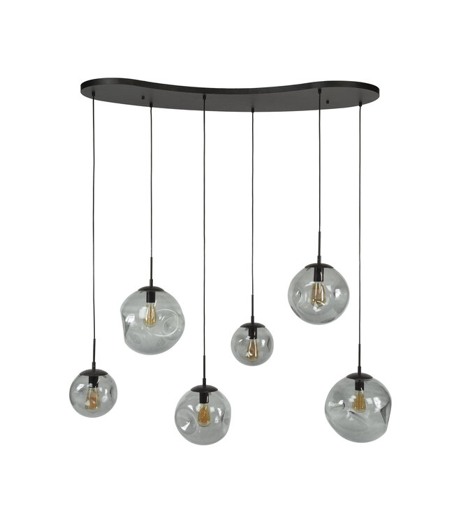 HELDR! Design-Pendelleuchte Siena 6L - Schwarz/Rauchglas