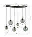 HELDR! Design-Pendelleuchte Siena 6L - Schwarz/Rauchglas