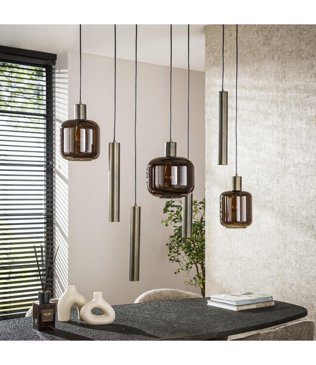 HELDR! Design-Pendelleuchte Xanthi 7L - Bronze/Braun