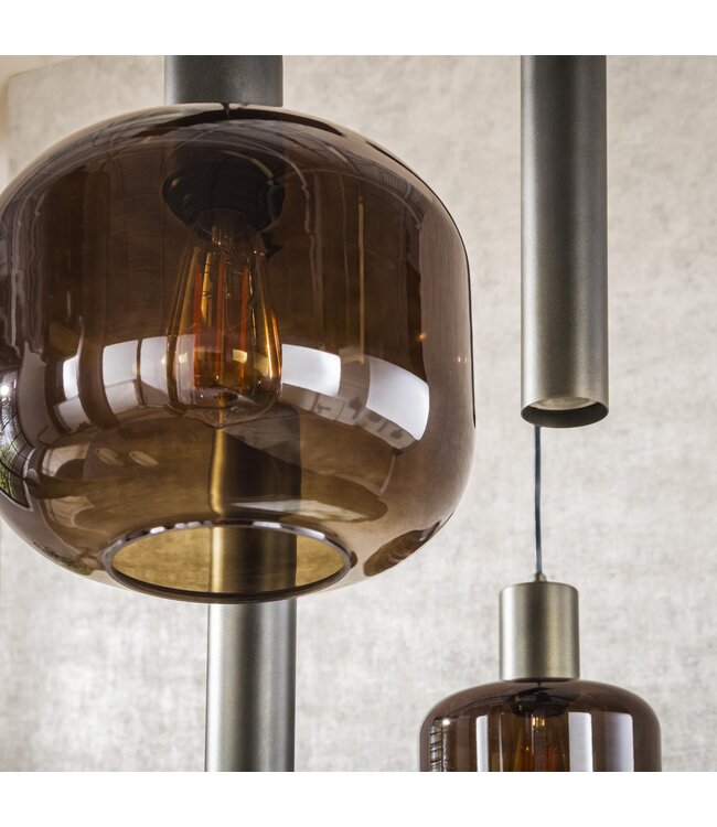 HELDR! Design-Pendelleuchte Xanthi 7L - Bronze/Braun